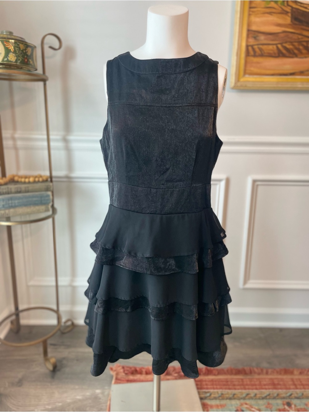 Tulle Black Sleeveless Tiered Ruffle Mini Dress